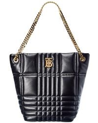 Burberry Mini Lola Quilted Leather Bucket Bag in Brown - Lyst