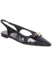 Ferragamo - Logo Leather Ballet Flat - Lyst