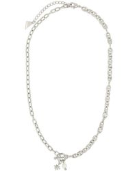 Sterling Forever - Rhodium Plated 5mm Pearl Cz Ava Toggle Necklace - Lyst