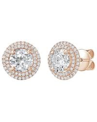 Diana M. Jewels - Diana M. 14K Rose 10.00 Ct. Tw. Lab-Grown Diamond Halo Earrings - Lyst