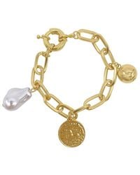 Adornia - 14k Plated Pearl Charm Bracelet - Lyst