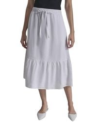 DKNY - Pull On Linen Skirt - Lyst