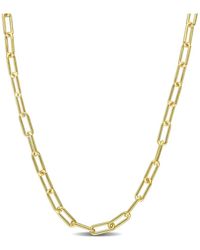 Italian Silver - 18K Over Polished Paperclip Chain Necklace - Lyst