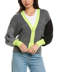Brodie Cashmere - Colorblock Balloon Sleeve Cardigan - Lyst