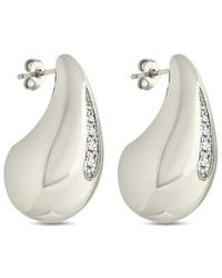 Sterling Forever - Cz Callie Teardrop Polished Earrings - Lyst