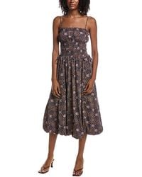 Current/Elliott - Square Neck Midi Dress - Lyst