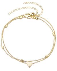 Adornia - 14K Plated Heart Adjustable Anklet Set - Lyst