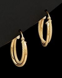 Italian Gold - 18K Double Hoops - Lyst