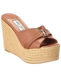 Jimmy Choo - Leda 100 Leather Wedge Sandal - Lyst