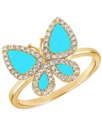 Sabrina Designs - 14k 0.56 Ct. Tw. Diamond & Turquoise Butterfly Ring - Lyst