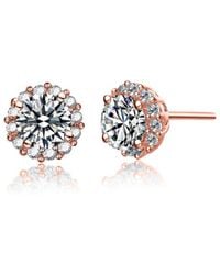 Rachel Glauber - 18k Rose Gold Plated Cz Studs - Lyst