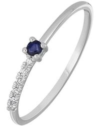 Bony Levy - El Mar 18K 0.07 Ct. Tw. Diamond & 1 Sapphire Stackable Ring - Lyst