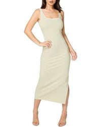 Bebe - Rib Contrast Square Neck Maxi Dress - Lyst