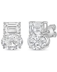 Diana M. Jewels - Diana M. 14K 10.00 Ct. Tw. Lab-Grown Diamond Two-Stone Earrings - Lyst