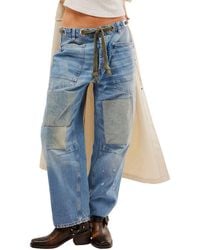 Free People - Moxie Low Slung Pull On Barrel Jean - Lyst