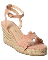 Jack Rogers - Rozette Ruffle Wedge Suede Sandal - Lyst