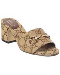 Gucci - Horsebit Gg Canvas Sandal - Lyst