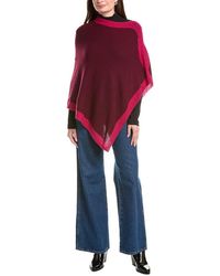 Forte - Contrast Trim 100% Cashmere Poncho - Lyst