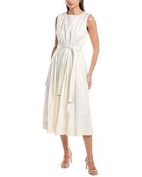 Anne Klein - Paneled Bodice Jewel Neck Midi Dress - Lyst