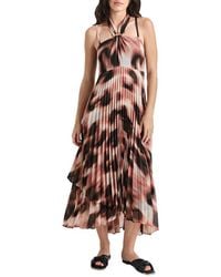 DKNY - Chiffon Pleated Midi Dress - Lyst