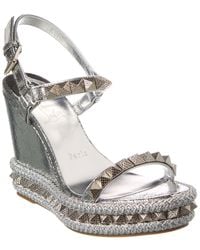 Christian Louboutin - Pyraclou 110 Leather Wedge Sandal - Lyst