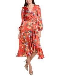 Tahari - Long Sleeve Midi Dress - Lyst