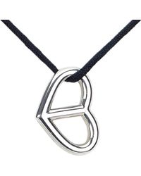 Hermès Palladium Chaine D'ancre Heart Necklace - Metallic