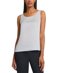 Ming Wang - Crepe De Chine Scoop Neck Tank - Lyst