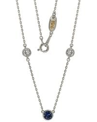 Suzy Levian - Silver 1.50 Ct. Tw. Sapphire Solitaire Station Necklace - Lyst