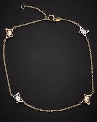 Italian Gold - 14k Italian Tri-tone Gold Butterfly Station Ankle Bracelet - Lyst