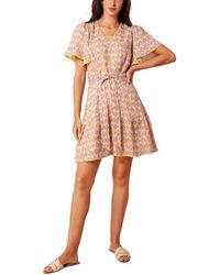 Hale Bob - V-neck Linen Mini Dress - Lyst