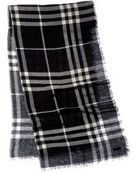 Burberry - Wide Check Wool Scarf - Lyst