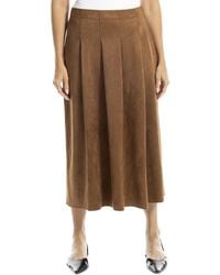 Max Studio - Pleated Suede Skirt - Lyst