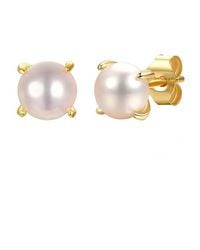 Genevive Jewelry - 14k Over Silver 8mm Pearl Studs - Lyst