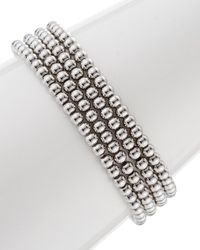 Eye Candy LA - Luxe Collection Rhodium Plated Set Of 4 Beaded Stretch Bracelets - Lyst