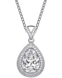 Genevive Jewelry - Silver Cz Pendant - Lyst