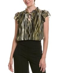 Anne Klein - Ruffle Sleeve Tie Neck Blouse - Lyst
