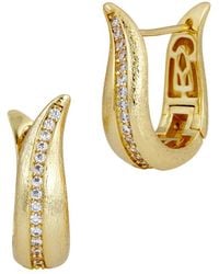Savvy Cie - Cz Hoop Earrings - Lyst