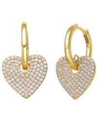 Rachel Glauber - 14k Plated Cz Heart Earrings - Lyst