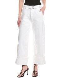 Rag & Bone - Andi Belted Ankle-Length Optic Wide Leg Jean - Lyst