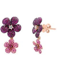 Effy Fine Jewelry - 14K Rose 1.79 Ct. Tw. Diamond & Sapphire, Ruby Earrings - Lyst