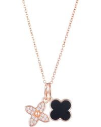 Adornia - 18K Rose Plated Mother Of Pearl Cz Double Clover Necklace - Lyst