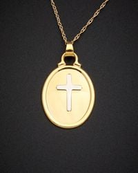 Italian Gold - 14k Italian Two-tone Gold Cross Necklace - Lyst