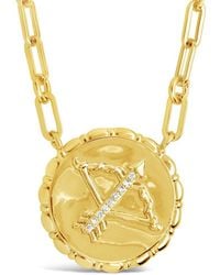 Sterling Forever - 14k Plated Cz Bold Link Sagittarius Zodiac Necklace - Lyst