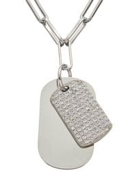 Juvell - 18K Plated Cz Dog Tag Link Necklace - Lyst