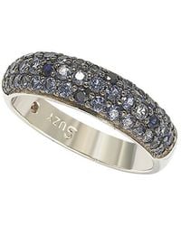 Suzy Levian - Silver Diamond & Sapphire Ring - Lyst