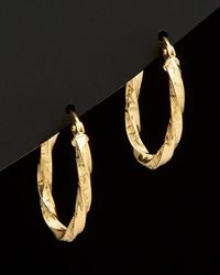 Italian Gold - 18K Greek Key Twisted Hoop Earrings - Lyst