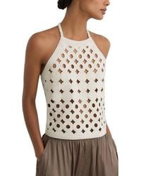 Reiss - Celia Cut Out Knitted Halter Neck Top - Lyst