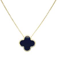 Italian Gold - 14K Onyx Clover Necklace - Lyst