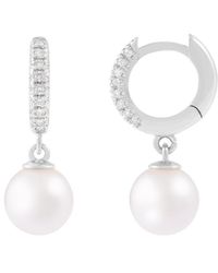 Masako Pearls - 14k 0.07 Ct. Tw. Diamond 8-9mm Pearl Earrings - Lyst